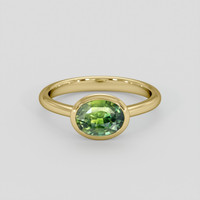 1.65 Ct. Yellowish Green Sapphire Ring, 18K Yellow Gold 1