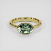 2.54 Ct. Yellowish Green Sapphire Ring, 18K Yellow Gold 1