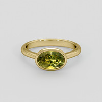 2.43 Ct. Yellowish Green Sapphire Ring, 18K Yellow Gold 1