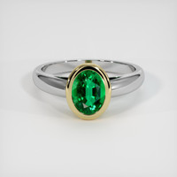 1.16 Ct. Emerald Ring, 18K Yellow & White 1