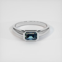 1.51 Ct. Greenish Blue Sapphire Ring, Platinum 950 1