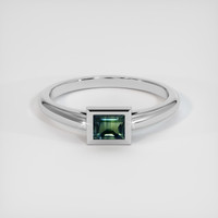 0.70 Ct. Bluish Green Sapphire Ring, 10K White Gold 1