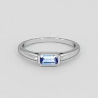 0.72 Ct. Blue Sapphire Ring, 10K White Gold 1