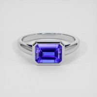 2.75 Ct. Violetish Blue Tanzanite Ring, 18K White Gold 1