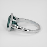 5.21 Ct. Bluish Green Sapphire Ring, 18K White Gold 4