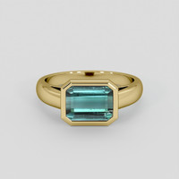 2.53 Ct. Bluish Green Tourmaline Ring, 18K Yellow Gold 1