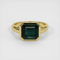 4.46 Ct. Bluish Green Sapphire Ring, 18K Yellow Gold 1