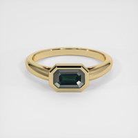 1.08 Ct. Bluish Green Sapphire Ring, 18K Yellow Gold 1