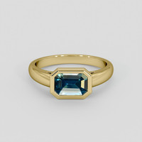 1.55 Ct. Greenish Blue Sapphire Ring, 18K Yellow Gold 1