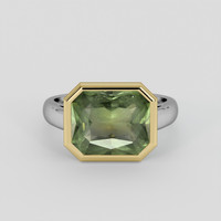 2.97 Ct. Green Sapphire Ring, 18K Yellow & White 1