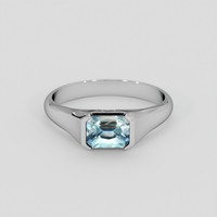 1.12 Ct. Greenish Blue Sapphire Ring, Platinum 950 1