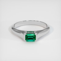 0.98 Ct. Emerald Ring, 18K White Gold 1