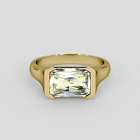 4.03 Ct. Yellowish Green Sapphire Ring, 18K Yellow Gold 1