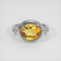 4.59 Ct. Orangish Yellow Citrine Ring, 14K White Gold 1