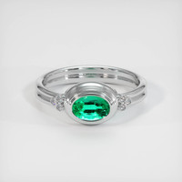 0.63 Ct. Emerald Ring, 18K White Gold 1