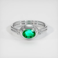 0.63 Ct. Emerald Ring, 18K White Gold 1