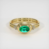 0.63 Ct. Emerald Ring, 18K Yellow Gold 1