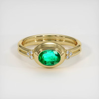 0.63 Ct. Emerald Ring, 18K Yellow Gold 1