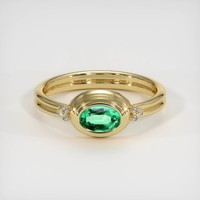 0.43 Ct. Emerald Ring, 18K Yellow Gold 1