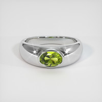 1.30 Ct. Green (Lime Green) Peridot Ring, 10K White Gold 1