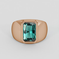 2.42 Ct. Greenish Blue Tourmaline Ring, 18K Rose Gold 1