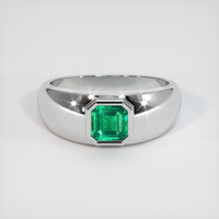 1.00 Ct. Emerald Ring, 18K White Gold 1