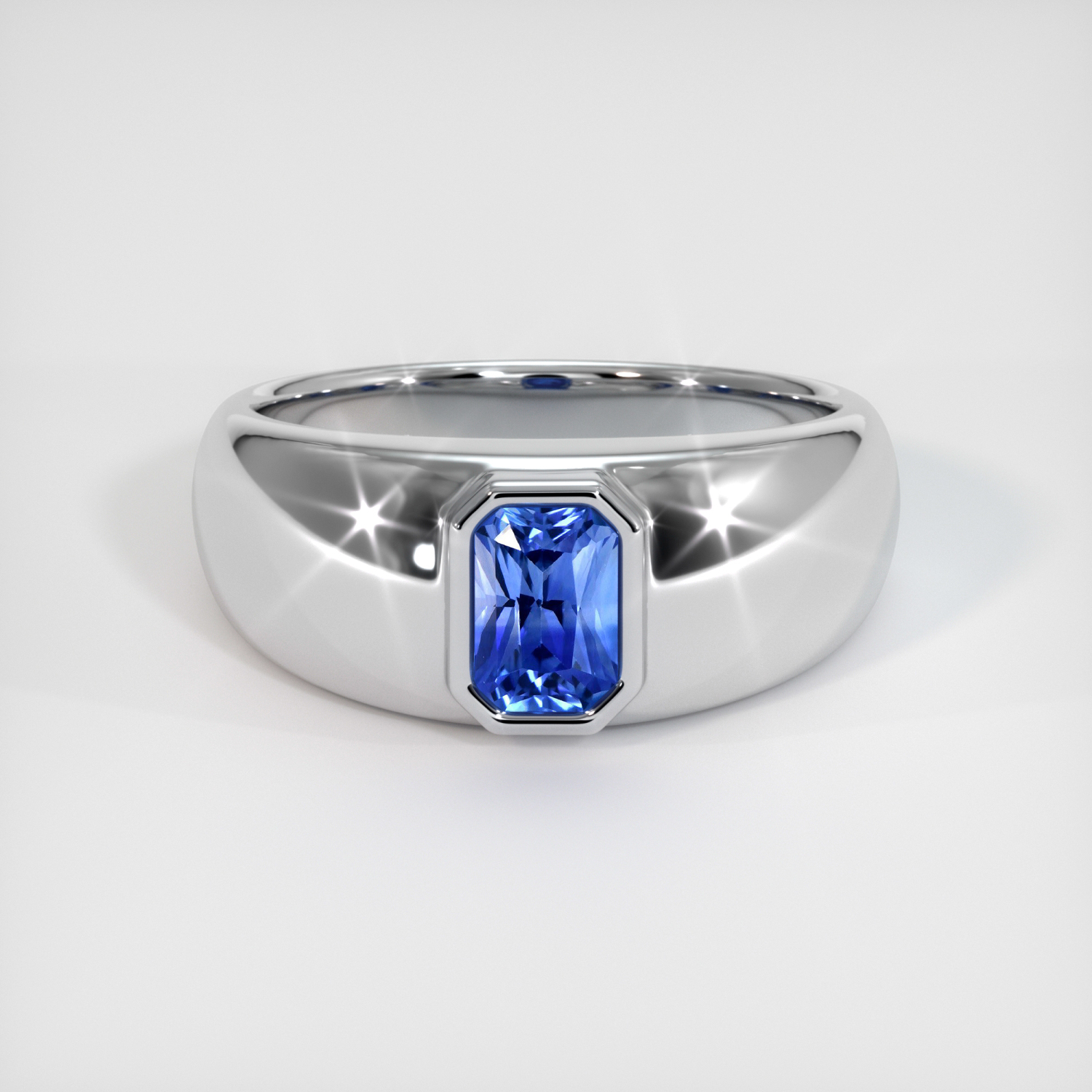 Men's Sapphire Ring 0.69 Ct. 18K White Gold | The Natural