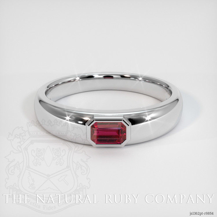 Square Ruby Men's Ring in Platinum|Keith Men's Ring with Princess Cut Ruby, White Sapphire