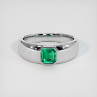 1.00 Ct. Emerald Ring, 18K White Gold 1