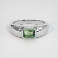 0.87 Ct. Green Sapphire Ring, 18K White Gold 1