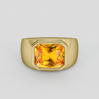6.06 Ct. Yellowish Orange Sapphire Ring, 10K Yellow Gold 1