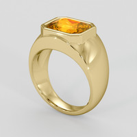 6.06 Ct. Yellowish Orange Sapphire Ring, 18K Yellow Gold 2