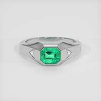 1.04 Ct. Emerald Ring, 18K White Gold 1