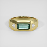 1.06 Ct. Bluish Green Sapphire Ring, 18K Yellow Gold 1