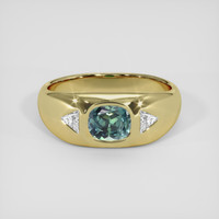 0.88 Ct. Bluish Green Sapphire Ring, 18K Yellow Gold 1