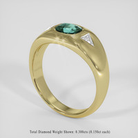 0.88 Ct. Bluish Green Sapphire Ring, 18K Yellow Gold 2