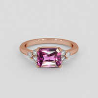 3.17 Ct. Pinkish Purple Rhodolite Garnet Ring, 14K Rose Gold 1