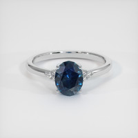 1.72 Ct. Greenish Blue Sapphire Ring, 14K White Gold 1
