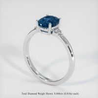 1.72 Ct. Greenish Blue Sapphire Ring, 14K White Gold 2
