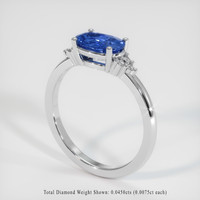 1.12 Ct. Blue Sapphire Ring, 14K White Gold 2
