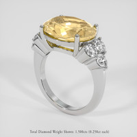 7.12 Ct. Yellow Citrine Ring, 14K White Gold 2