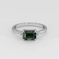 1.75 Ct. Bluish Green Sapphire Ring, 14K White Gold 1