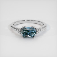 1.36 Ct. Greyish Blue Sapphire Ring, 14K White Gold 1