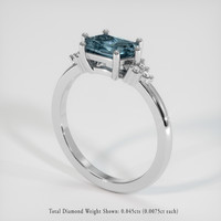 1.36 Ct. Greyish Blue Sapphire Ring, 14K White Gold 2