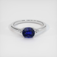 0.97 Ct. Blue Sapphire Ring, 14K White Gold 1