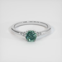 0.75 Ct. Greenish Blue Sapphire Ring, 14K White Gold 1