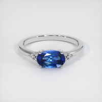1.12 Ct. Blue Sapphire Ring, 18K White Gold 1