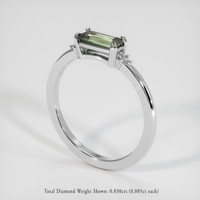 1.00 Ct. Green Sapphire Ring, 18K White Gold 2