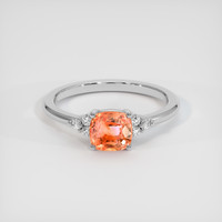 1.26 Ct. Orange Sapphire Ring, 18K White Gold 1