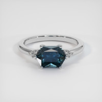 1.58 Ct. Greenish Blue Sapphire Ring, 18K White Gold 1